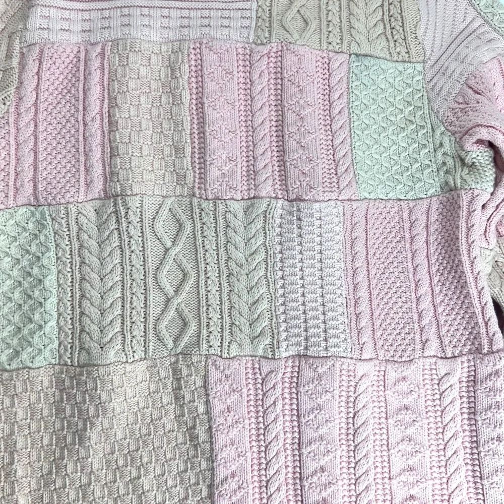 J. CREW Heritage Patchwork Cotton Cable-knit Sweater NWT